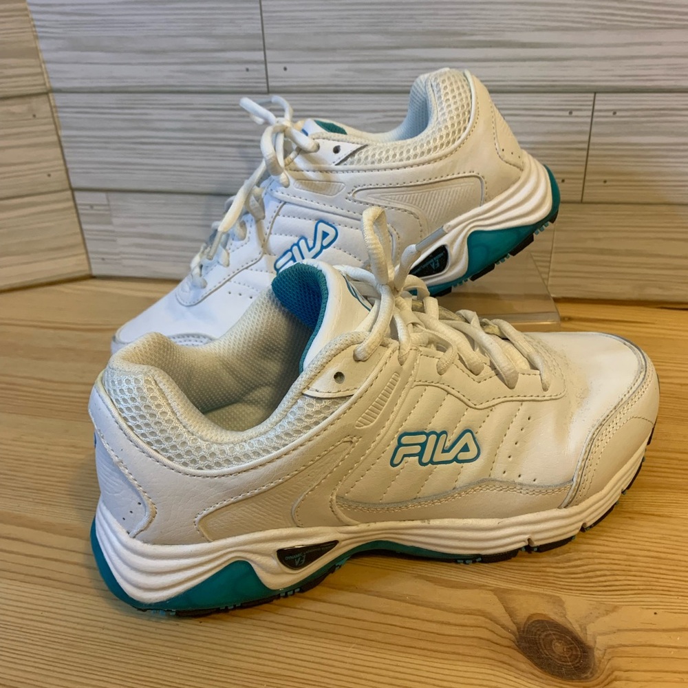 Fila White and Blue Athletic Shoes